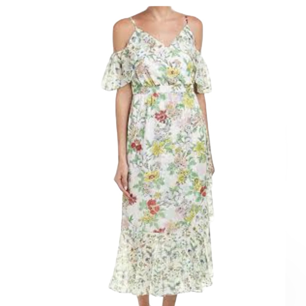 Nannette Lepore Women’s Floral Cold Shoulder Wrap Midi Dress Size 2 NWT/NEW